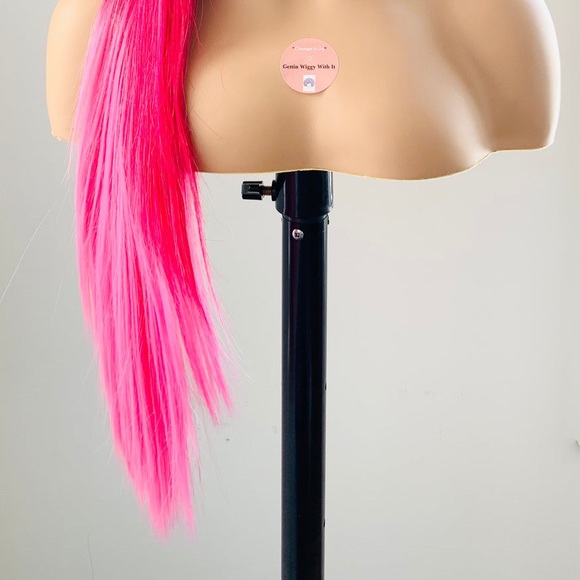 Very Pretty 26” Ombre Hot Pink & Light Pink Premium Fiber Lace Front Wig - Picture 6 of 12